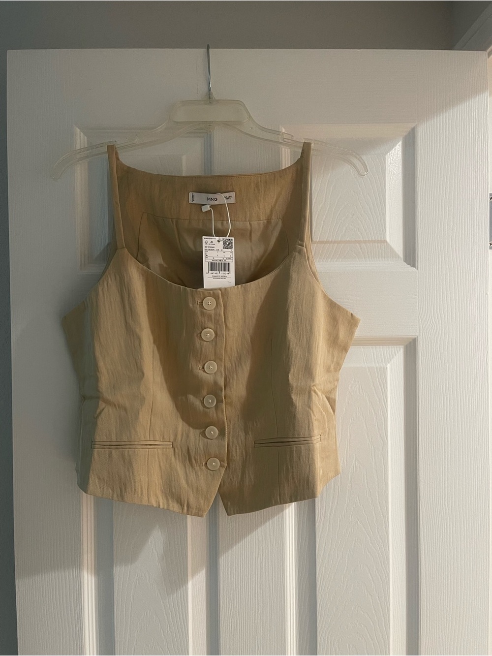 Mango Tan Button-Front Sleeveless Camisole